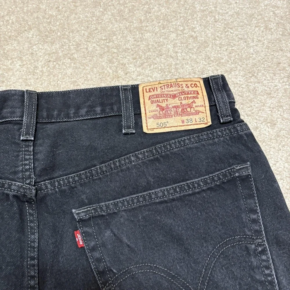 Vtg Levis 505 Jeans Mens 38x31 Black Regular Fit Straight Leg Denim Pants Casual